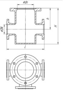 Тройник фланцевый с пожарной подставкой тип PPTF DN 100, 150