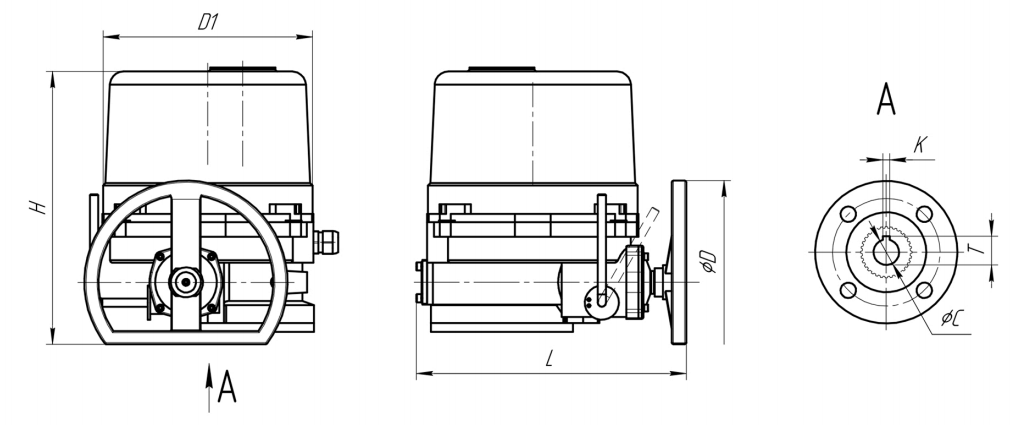 Электроприводы четвертьоборотные Ridval RVD Q